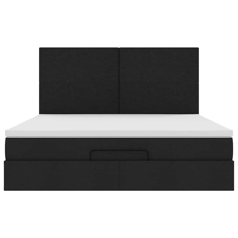 vidaXL Ottomán ágykeret matraccal fekete 160x200cm szövet