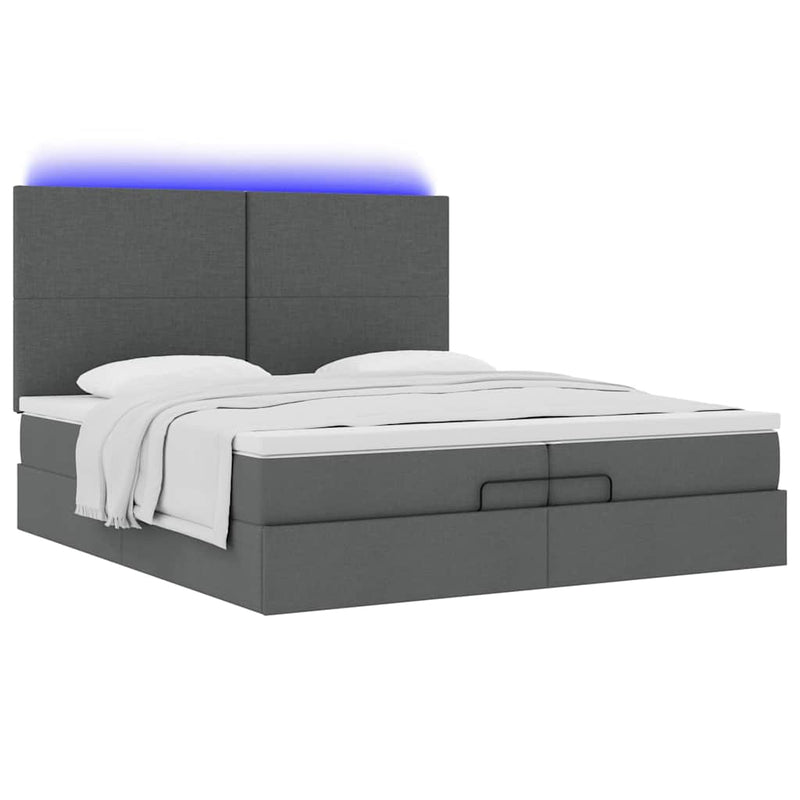 vidaXL Ottomán ágykeret matracokkal Sötét szürke 200x200cm szövet