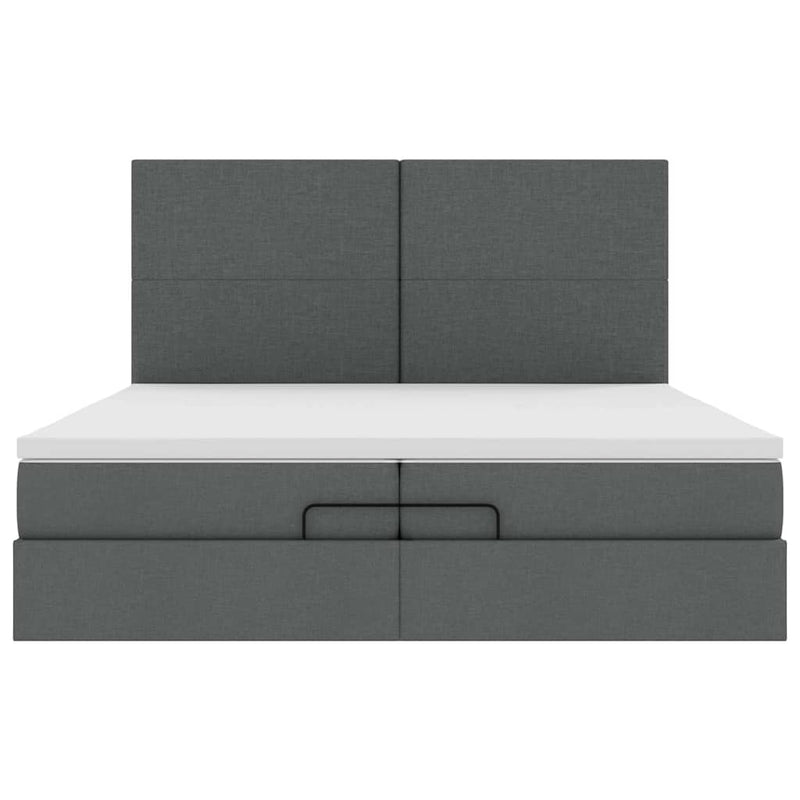 vidaXL Ottomán ágykeret matracokkal Sötét szürke 200x200cm szövet