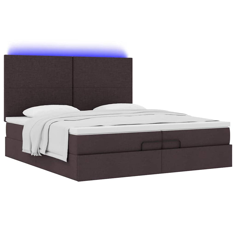 vidaXL Ottomán ágykeret matracokkal Sötétbarna 200x200cm szövet