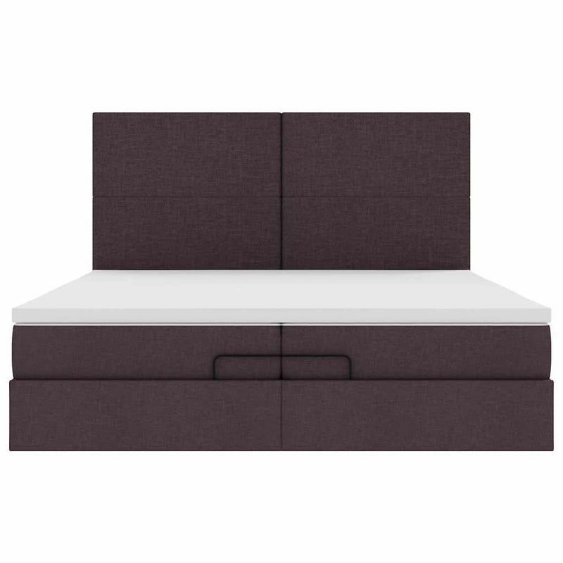 vidaXL Ottomán ágykeret matracokkal Sötétbarna 200x200cm szövet
