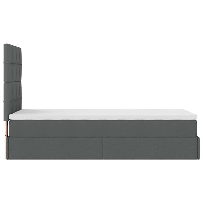 vidaXL sötétszürke szövet ottomán ágy matraccal & LED-ek 80x200cm