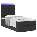 vidaXL fekete szövet ottomán ágy matraccal & LED-ek 80x200cm