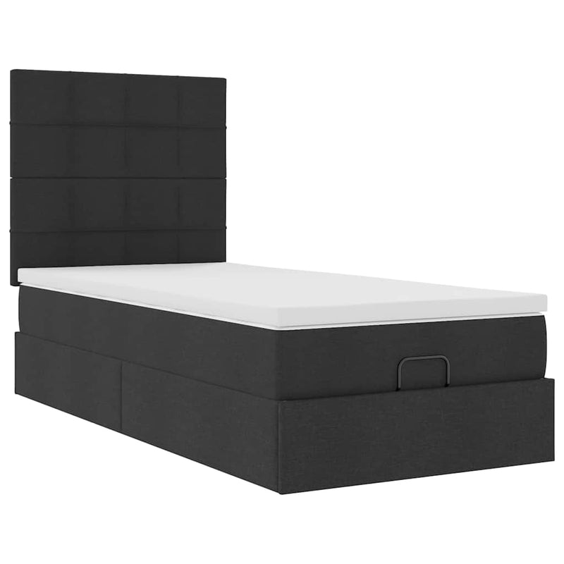 vidaXL fekete szövet ottomán ágy matraccal & LED-ek 80x200cm