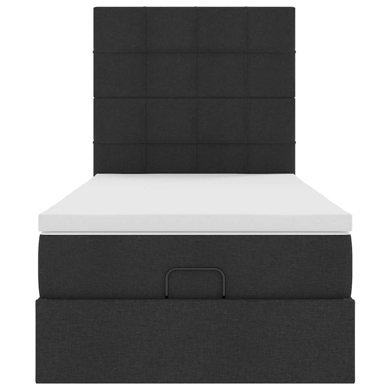 vidaXL fekete szövet ottomán ágy matraccal & LED-ek 80x200cm