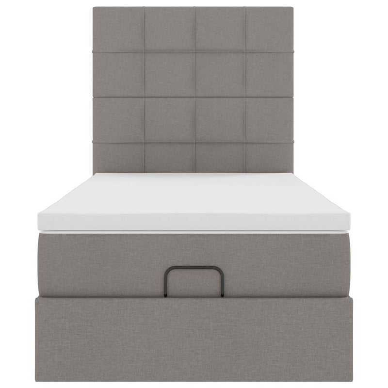 vidaXL tópszínű szövet ottomán ágy matraccal & LED-ek 90x200 cm