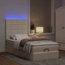 vidaXL krémszínű szövet ottomán ágy matraccal & LED-ek 90x200 cm