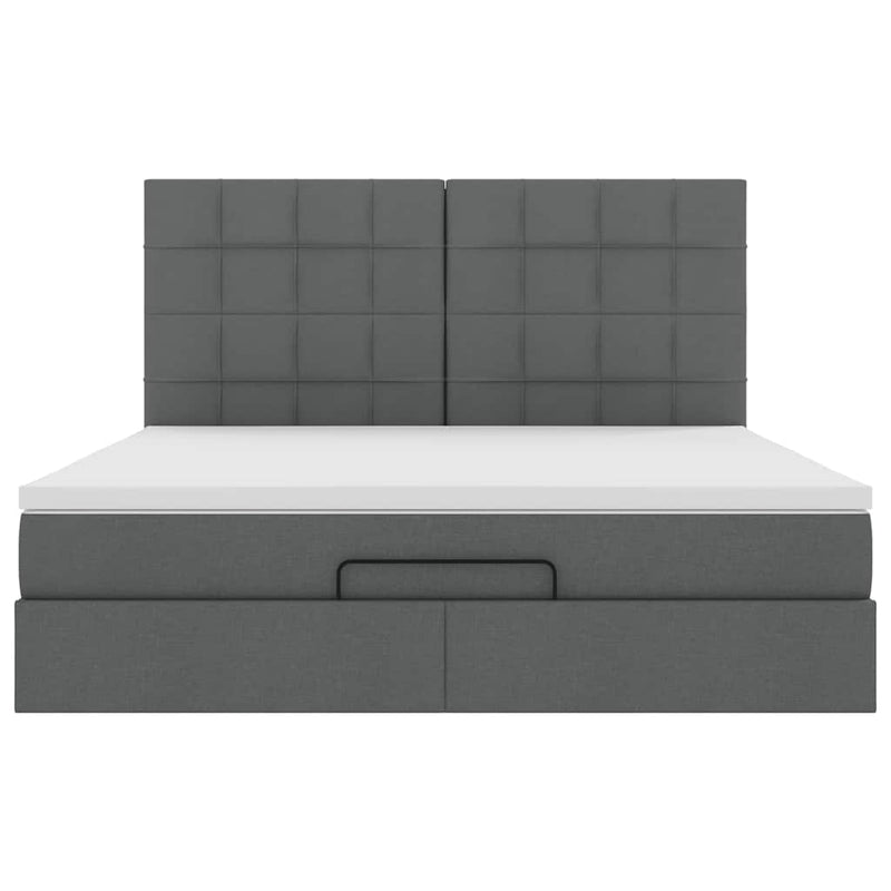 vidaXL Ottomán ágykeret matraccal sötét szürke 160x200cm szövet