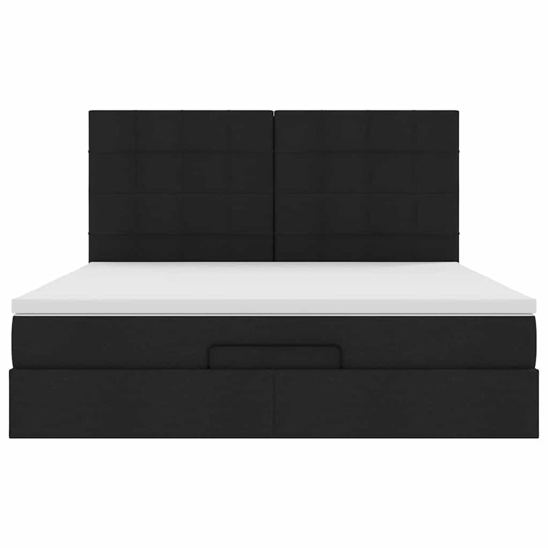 vidaXL Ottomán ágykeret matraccal fekete 180x200cm szövet