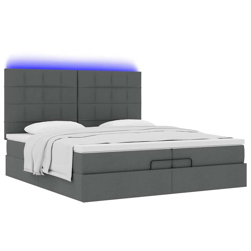 vidaXL Ottomán ágykeret matracokkal Sötét szürke 200x200cm szövet