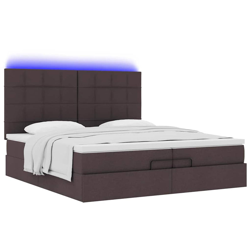 vidaXL Ottomán ágykeret matracokkal Sötétbarna 200x200cm szövet