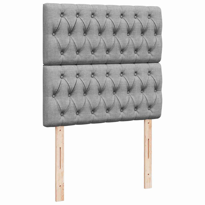 vidaXL világosszürke szövet ottomán ágy matraccal & LED-ek 80x200cm