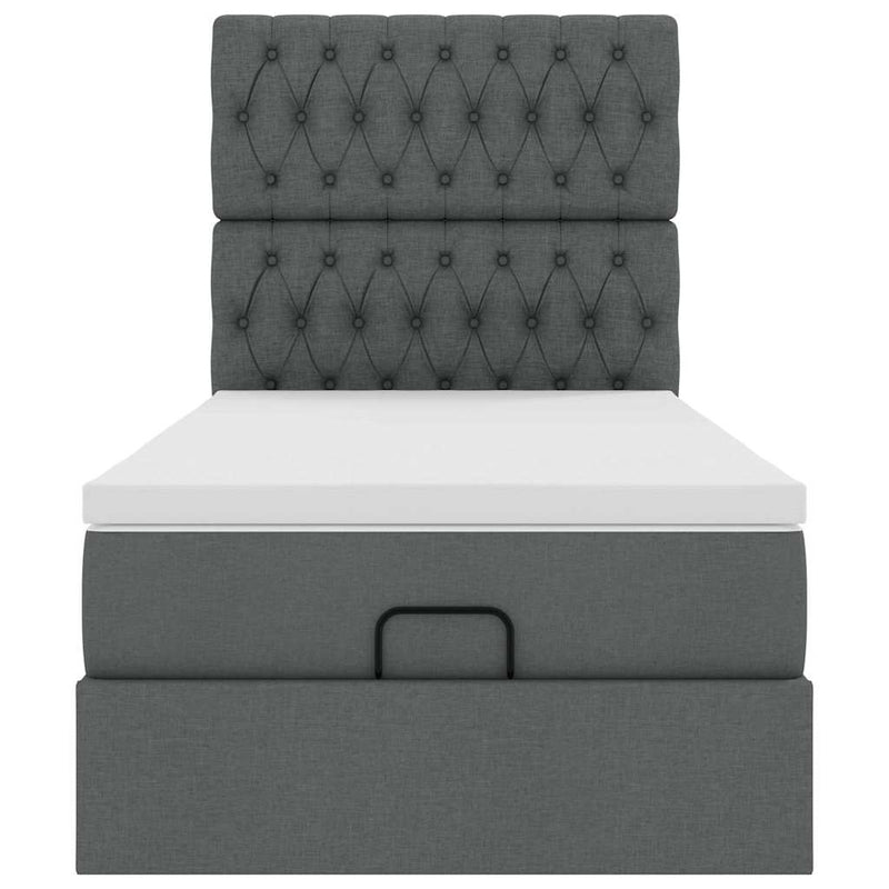 vidaXL sötétszürke szövet ottomán ágy matraccal & LED-ek 80x200cm