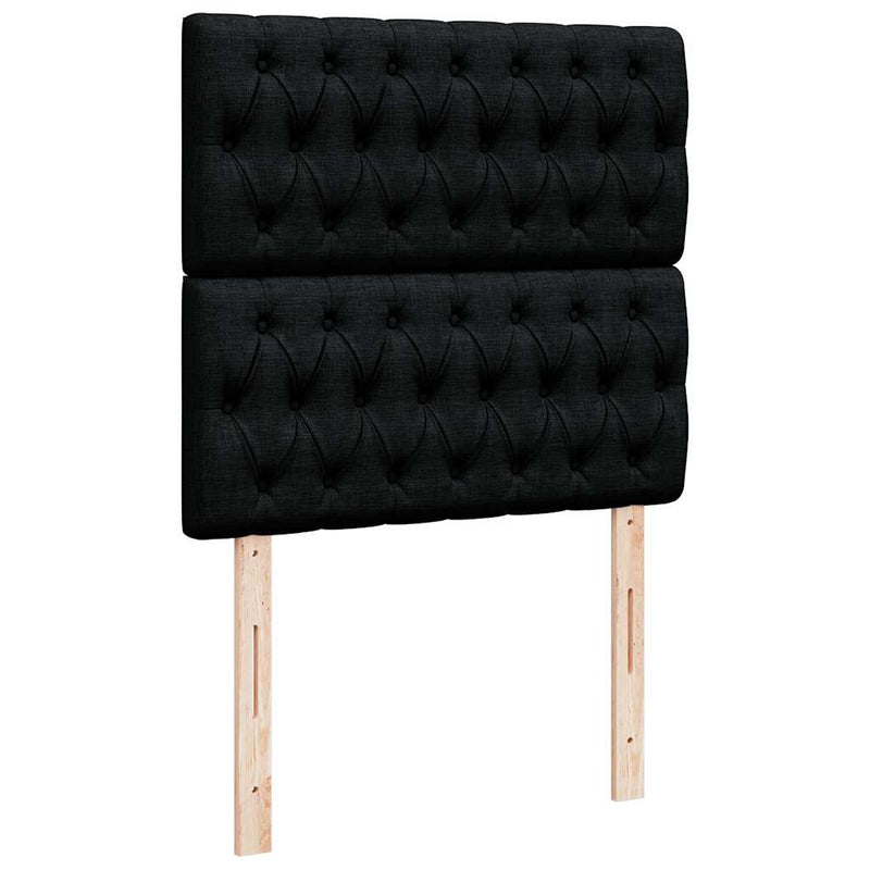 vidaXL fekete szövet ottomán ágy matraccal & LED-ek 80x200cm