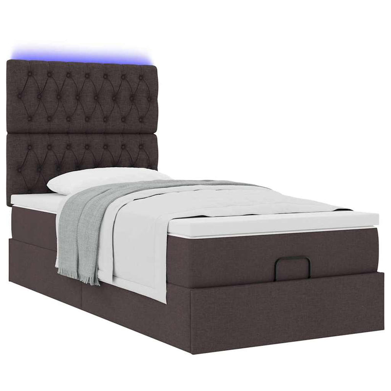 vidaXL Ottomán ágykeret matraccal sötétbarna 80x200cm szövet