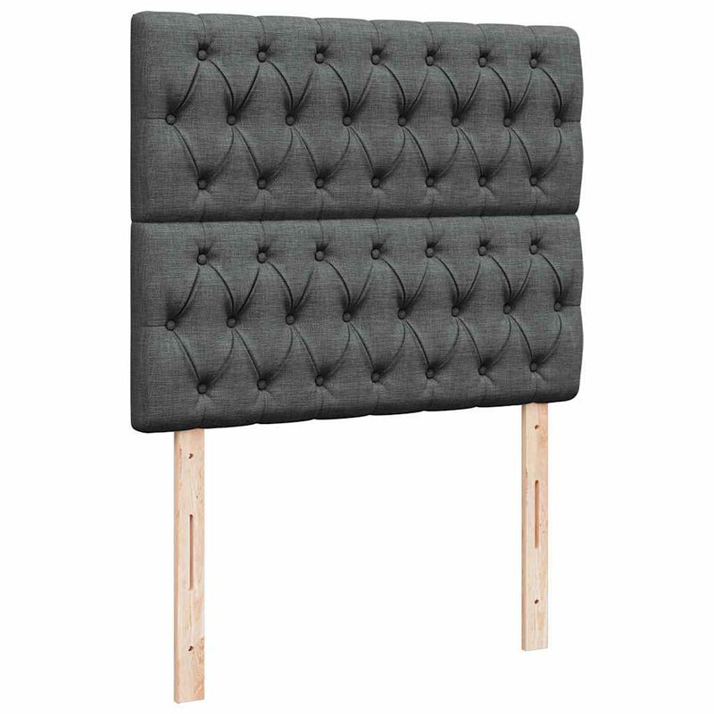 vidaXL Ottomán ágykeret matraccal sötétszürke 120x190 cm szövet