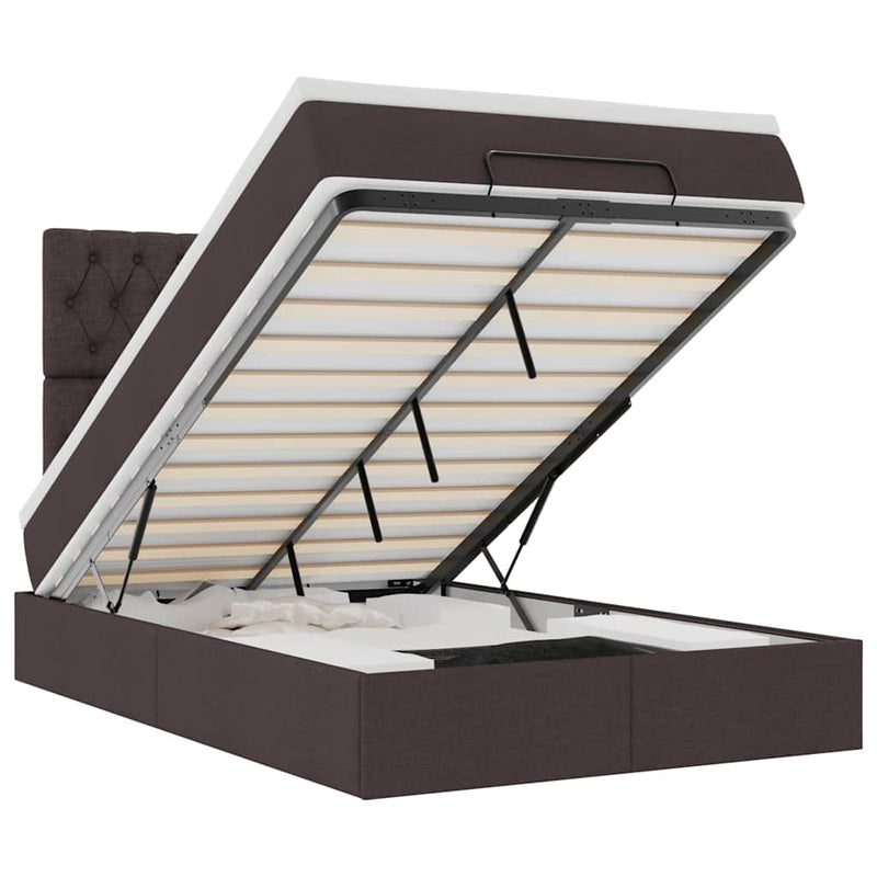 vidaXL Ottomán ágykeret matraccal sötétbarna 120x200cm anyaggal