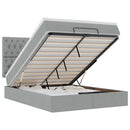 vidaXL Ottomán ágykeret matraccal világosszürke 140x190 cm szövet