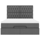 vidaXL Ottomán ágykeret matraccal sötét szürke 140x190cm szövet