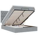 vidaXL Ottomán ágykeret matraccal világosszürke 140x200cm szövet