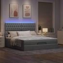 vidaXL Ottomán ágykeret matraccal világosszürke 160x200cm szövet