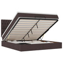 vidaXL Oszmán ágykeret matraccal sötétbarna 160x200cm szövet