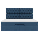 vidaXL Ottomán ágykeret matraccal kék 160x200cm szövet