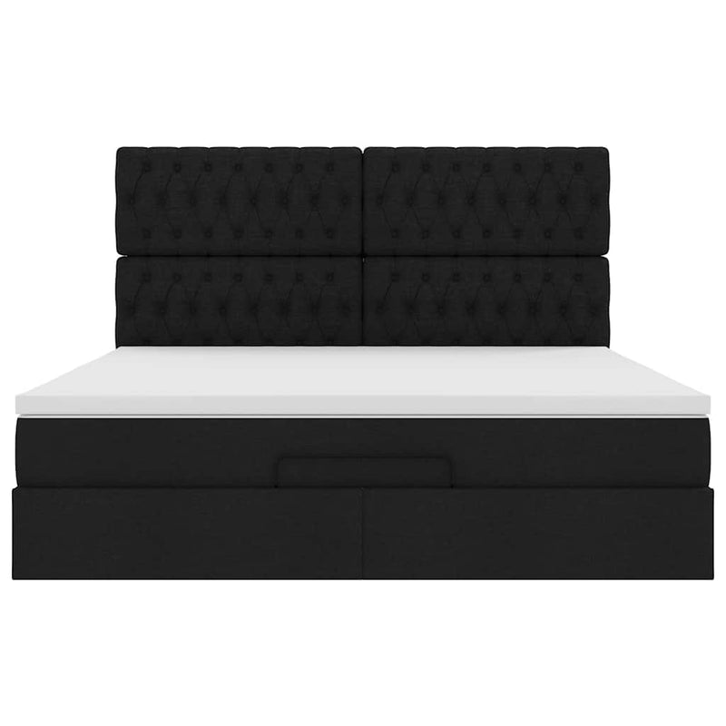 vidaXL Ottomán ágykeret matraccal fekete 180x200cm szövet