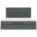 vidaXL Ottomán ágykeret matracokkal Sötét szürke 200x200cm szövet