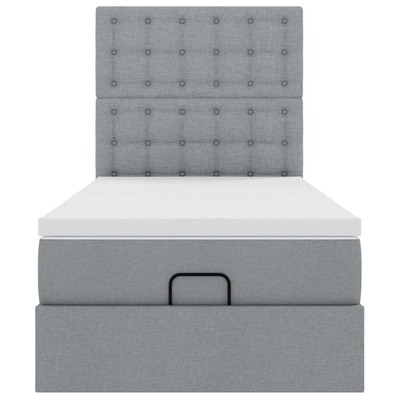 vidaXL világosszürke szövet ottomán ágy matraccal & LED-ek 80x200cm