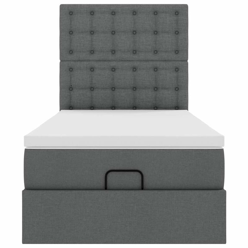 vidaXL sötétszürke szövet ottomán ágy matraccal & LED-ek 80x200cm