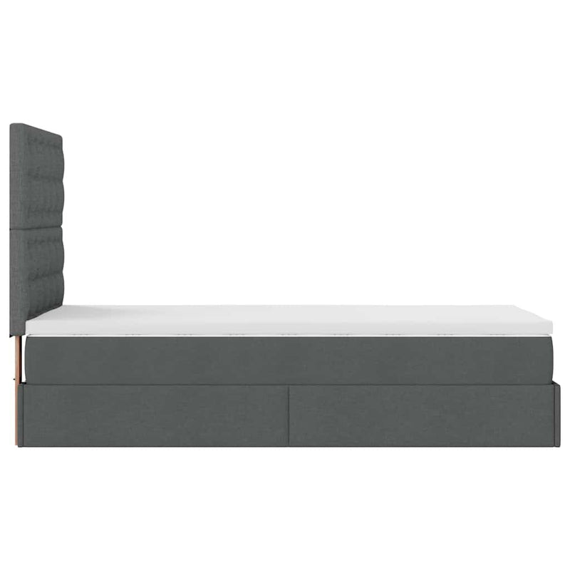 vidaXL sötétszürke szövet ottomán ágy matraccal & LED-ek 80x200cm