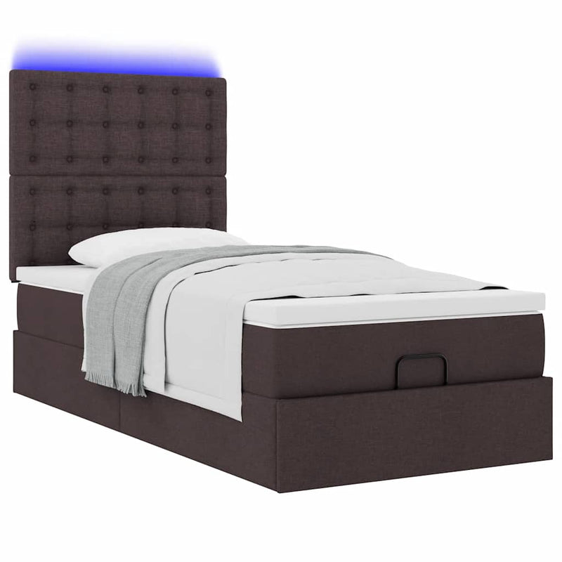 vidaXL Ottomán ágykeret matraccal sötétbarna 80x200cm szövet