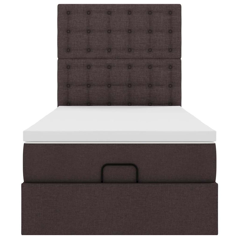 vidaXL Ottomán ágykeret matraccal sötétbarna 80x200cm szövet