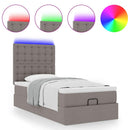 vidaXL tópszínű szövet ottomán ágy matraccal & LED-ek 90x200 cm