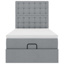vidaXL Ottomán ágykeret matraccal világosszürke 100x200cm szövet