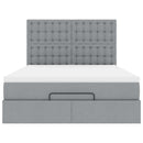 vidaXL Ottomán ágykeret matraccal világosszürke 140x190 cm szövet