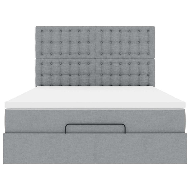 vidaXL Ottomán ágykeret matraccal világosszürke 140x190 cm szövet