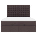 vidaXL Ottomán ágykeret matraccal sötétbarna 140x200cm szövet