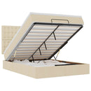 vidaXL Oszmán ágykeret matracokkal krém 140x200cm szövet