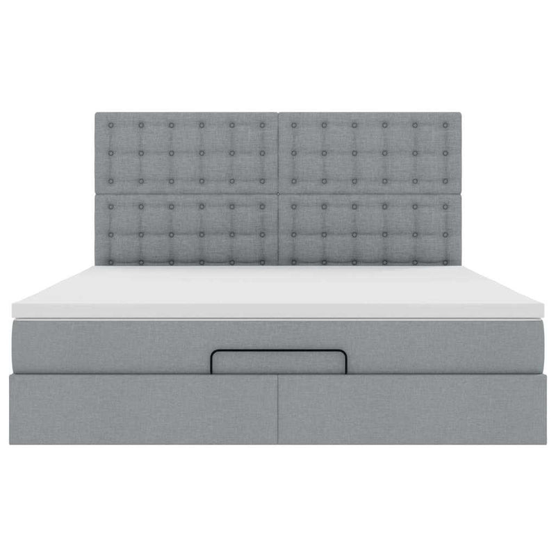 vidaXL Ottomán ágykeret matraccal világosszürke 160x200cm szövet