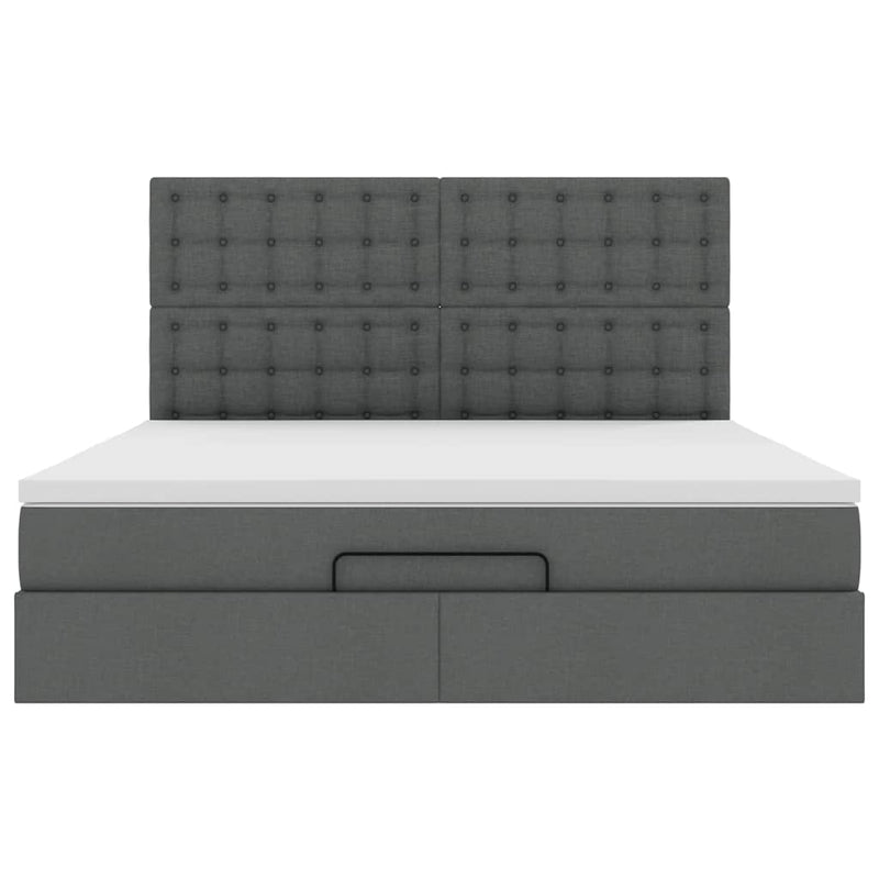 vidaXL Ottomán ágykeret matraccal sötét szürke 160x200cm szövet
