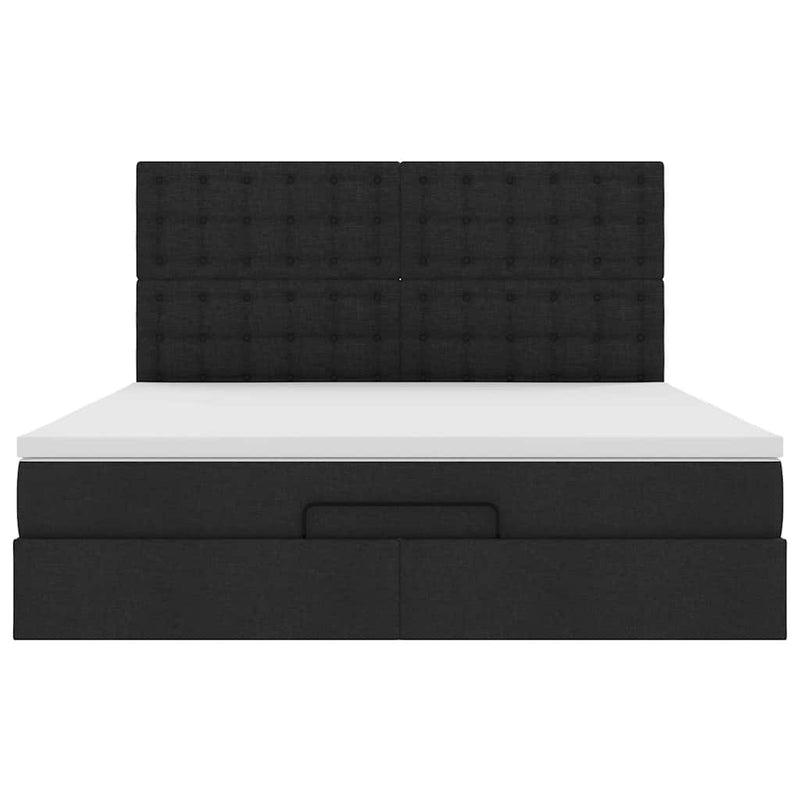 vidaXL Ottomán ágykeret matraccal fekete 160x200cm szövet