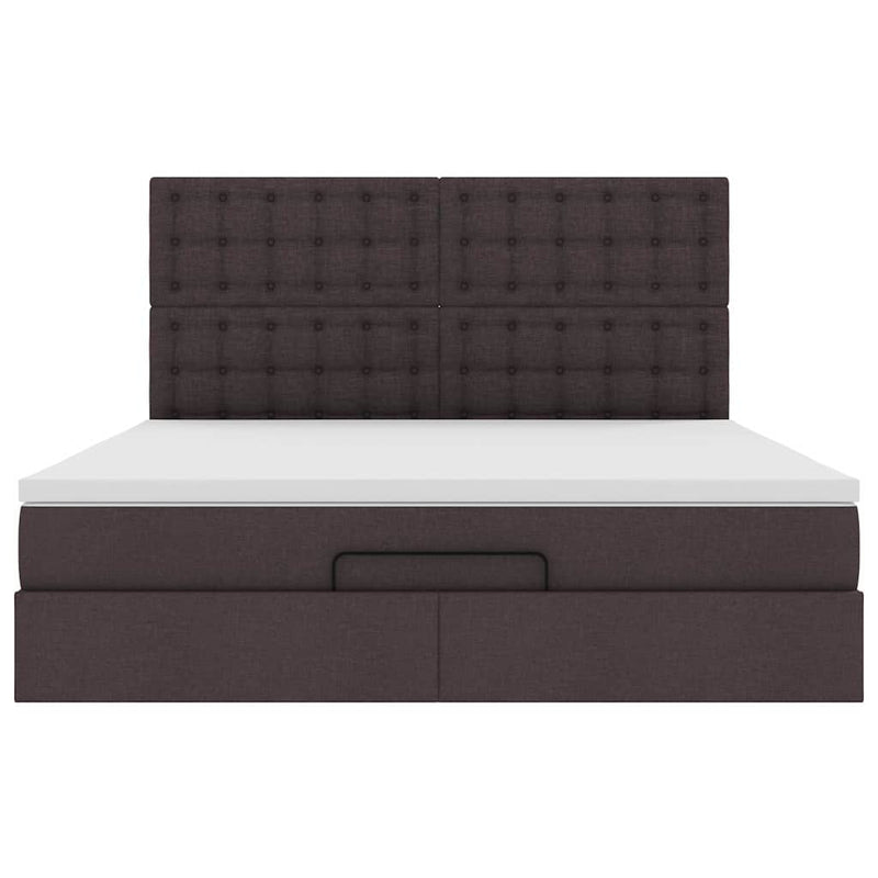 vidaXL Oszmán ágykeret matraccal sötétbarna 160x200cm szövet