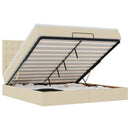 vidaXL Oszmán ágykeret matraccal krém 160x200cm szövet