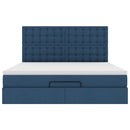 vidaXL Ottomán ágykeret matraccal kék 160x200cm szövet