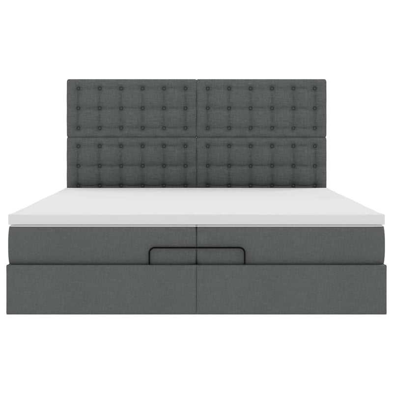 vidaXL Ottomán ágykeret matracokkal Sötét szürke 200x200cm szövet