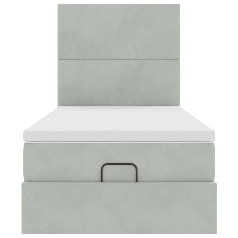 vidaXL Ottomán ágykeret matracokkal világosszürke 100x200cm bársony