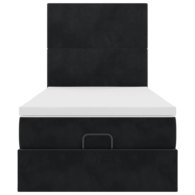 vidaXL Ottomán ágykeret matracokkal fekete 100x200cm bársony