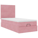 vidaXL Ottomán ágykeret matracokkal rózsaszín 100x200cm bársony
